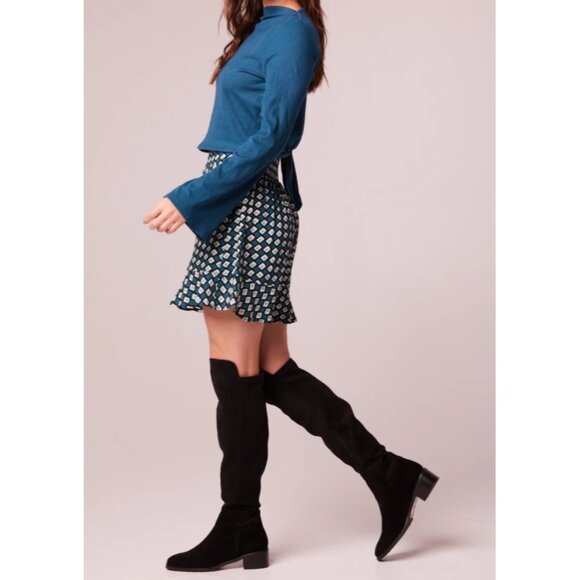 Band of the Free Colette Teal Diamond Mini Skirt Sz Medium Womens Black Deep Tea - Picture 9 of 9